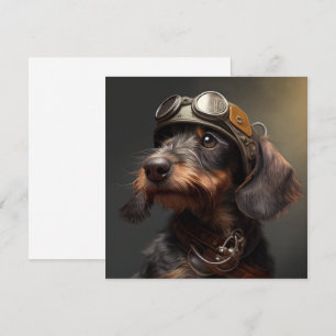 Carte Dieselpunk À poils durs Dachshund Steampunk