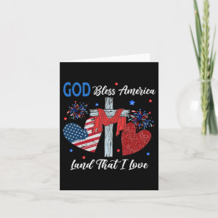 Carte Dieu bénisse l'Amérique Cœur chrétien Croix Jésus