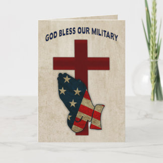 Carte Dieu Bénisse Notre Armée, Prête Mains / Drapeau