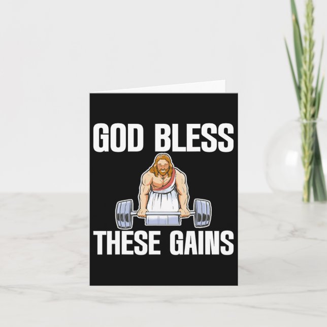 Carte Dieu Bénit Ces Gains Muscle Bodybuilding — (Devant)