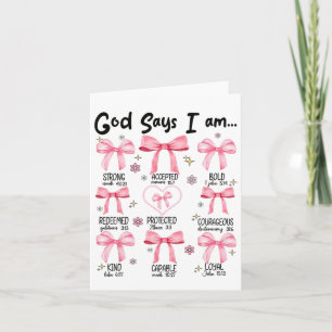 Carte Dieu dit que je suis rose Coquette chrétien Jésus 