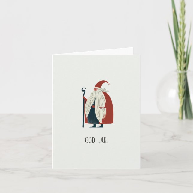 Carte Dieu juil, Noël scandinave (Devant)