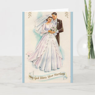 Carte Dieu vintage bénisse votre mariage