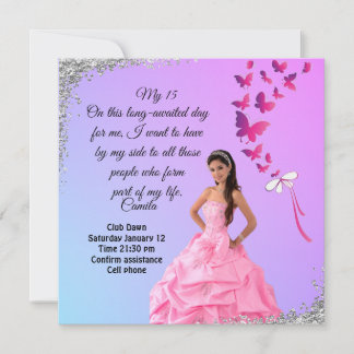 Carte digital 15th birthday card, and butterfly 