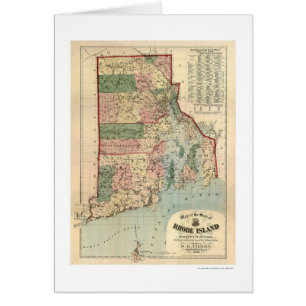 Carte d'Île de Rhode et des plantations 1880 de