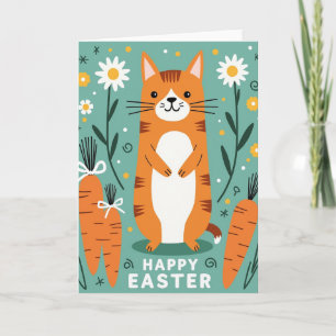 Carte d'illustration de chat de printemps heureux