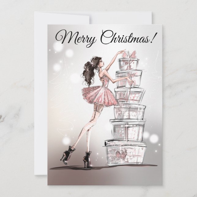 Carte d'illustration de la mode de Noël (Devant)