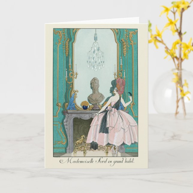 Carte d'illustration de mode française George Barb (Fleur jaune)