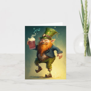 Carte d'illustration Drunk Leprechaun Clurichaun