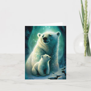 Carte d'illustration d'une mignonne mère ours pola