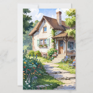 carte d'illustration maison vintage