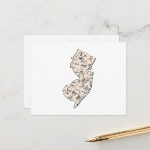Carte d'image Vintage du New Jersey Antique State 
