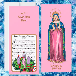 Carte Dimanche de Gaudete debout BVM Avent rose
