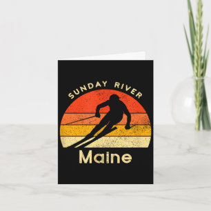 Carte Dimanche de ski vintage rivière maine montagne