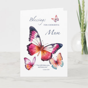 Carte Dimanche des Mères Religieux Maman Papillons