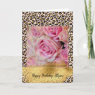 Carte     d'impression Léopard Noir Rose