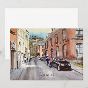 Carte Dinant Belgique Street Scene aquarelle