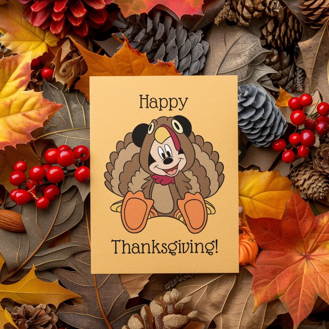 Carte Dinde de Thanksgiving de Mickey Mouse (Greeting Card on Thanksgiving Background)