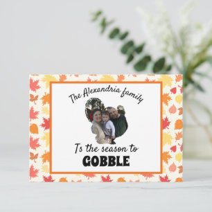 Carte Dinde de thanksgiving personnalisée photo saison p