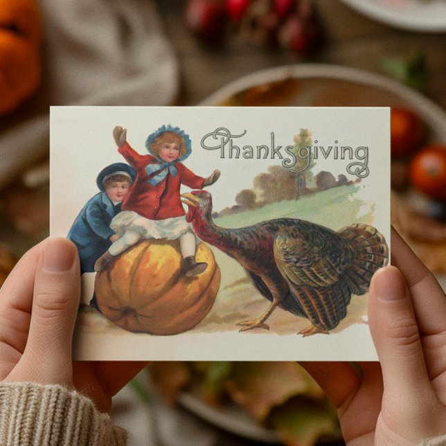Carte Dinde de Thanksgiving vintage Citrouille (Créateur téléchargé)