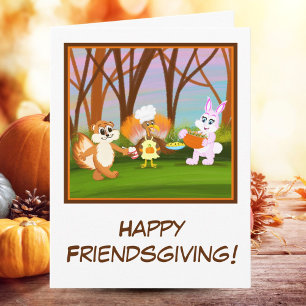 Carte Dinde Happy Friendsgiving avec Tamia, Lapin
