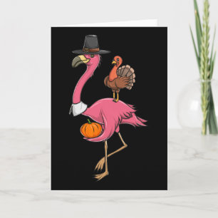 Carte Dindon flamant drôle de Pèlerin de Thanksgiving Cu