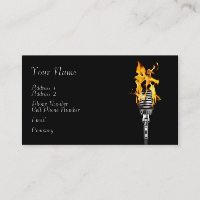 Carte d'industrie musicale - microphone flamboyant (Devant)