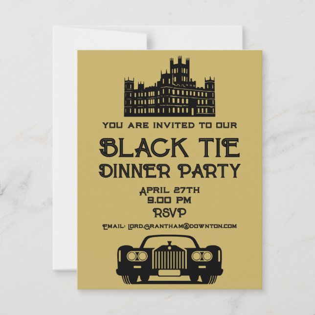 Carte Dîner À Thème Du Downton (Devant)