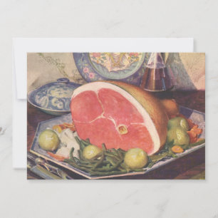 Carte Dîner au jambon vintage avec haricots verts et pom