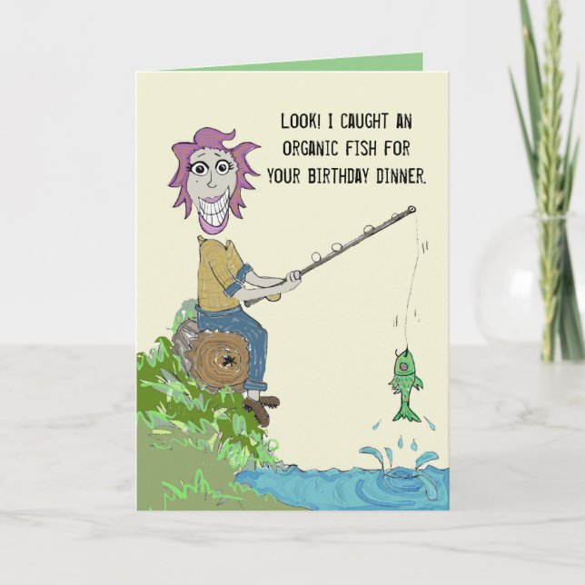 Carte Dîner de poisson bio Anniversaire (Devant)