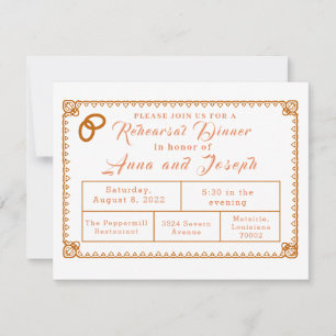 Carte Dîner de répétition catholique Crucifix & Mariage 