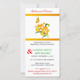 Carte Dîner de répétition des orchidées jaunes Invitatio