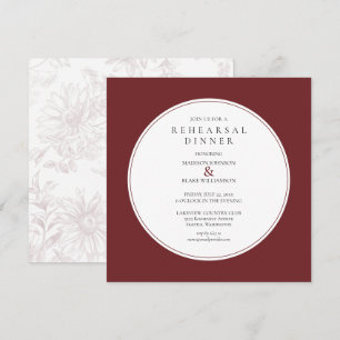 Carte Dîner de répétition Floral Chic de Bourgogne Invit