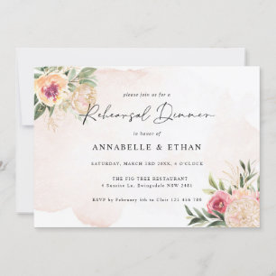 Carte Dîner de répétition Peony and Gold Foil Blooms