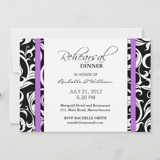 Carte Dîner De Répétition Purple Swirl (Devant)