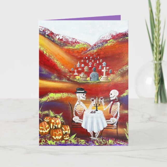 Carte Diner Skeleton Couple Romantique (Devant)