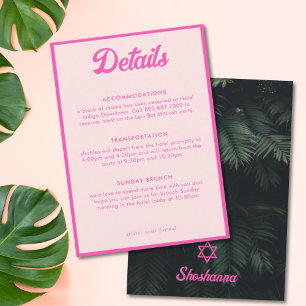 Carte d'information de Bar Mitzvah Rose Tropicale