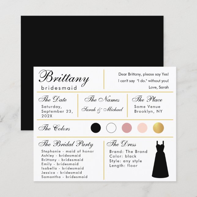 Carte d'information de la domestique - Mariage d'o (Devant / Derrière)