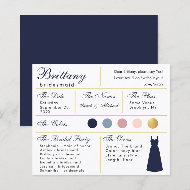Carte d'information de la Marine Blue Gold Bridesm (Devant / Derrière)