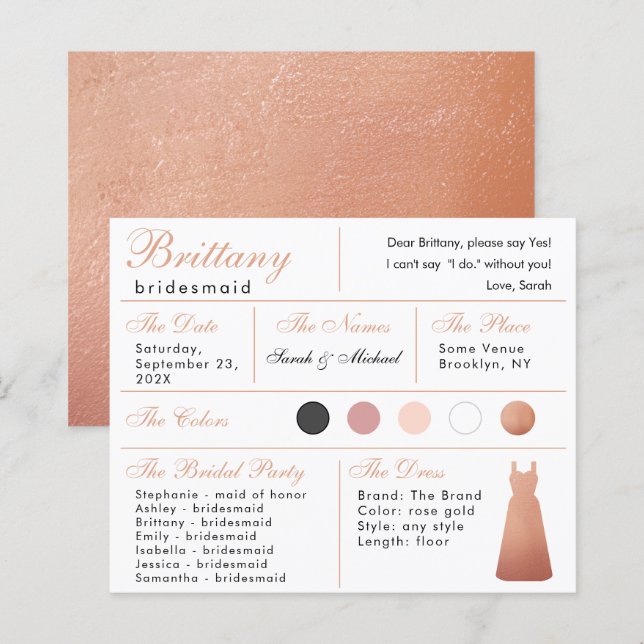 Carte d'information de la servante rose Gold (Devant / Derrière)