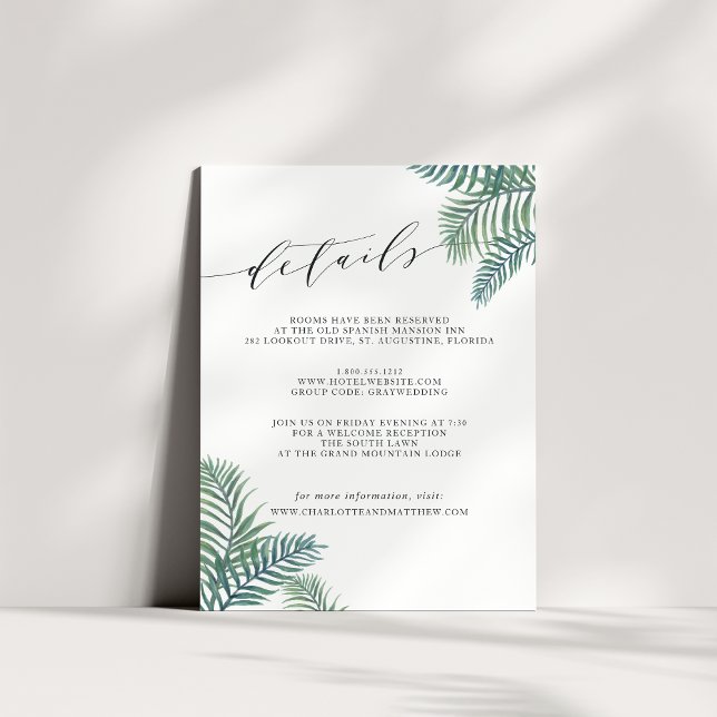 Carte d'information de l'invité du Foliage tropica (Créateur téléchargé)