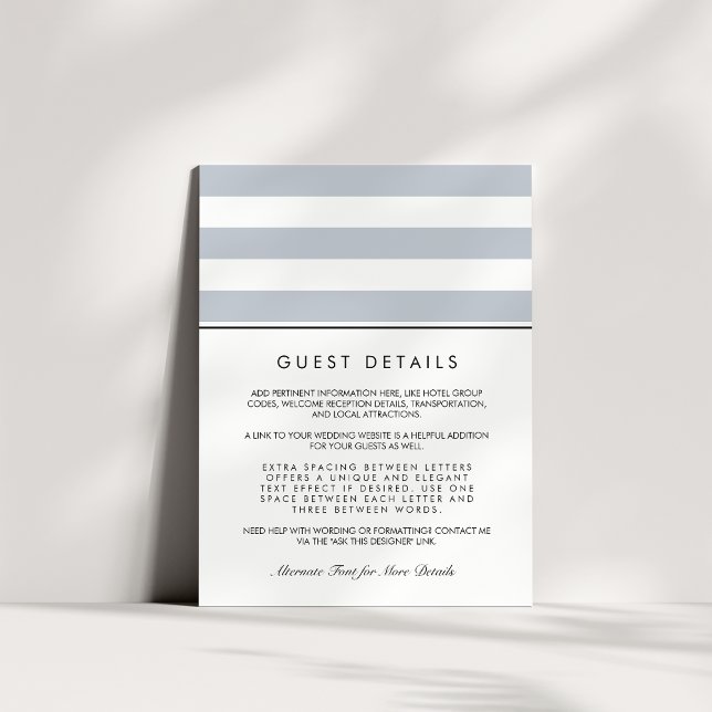 Carte d'information de l'invité Metro Stripe | Gri (Créateur téléchargé)