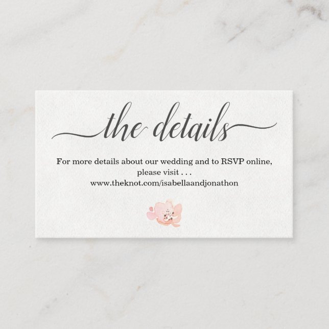 Carte d'information de mariage à l'aquarelle inclu (Devant)