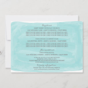 Carte d'information de mariage à l'aquarelle turqu