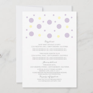 Carte d'information de mariage avec confettis jaun