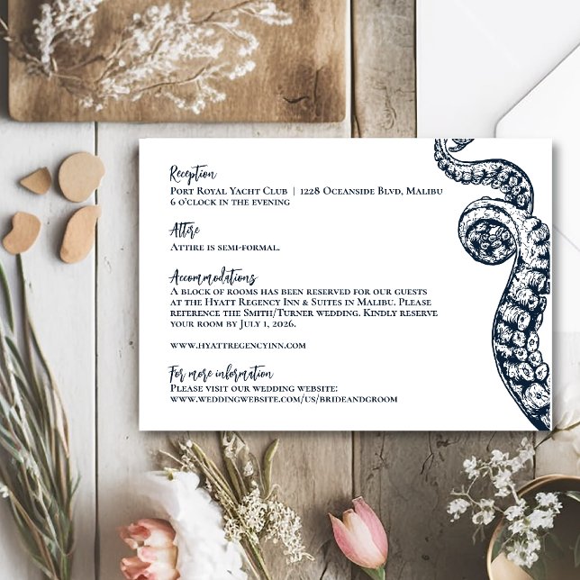 Carte d'information de mariage de la pieuvre nauti (Créateur téléchargé)