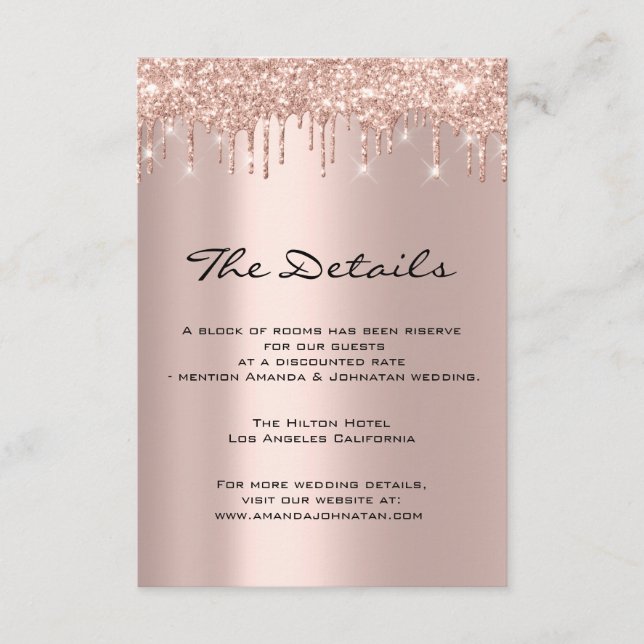 Carte d'information de mariage Détails de mariage  (Devant)