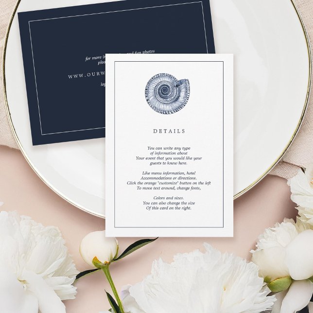 Carte d'information de mariage Marine Sea Shell Be (Créateur téléchargé)