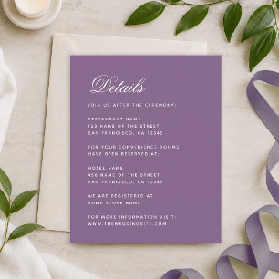 Carte d'information de mariage pas chère Dusty Pur