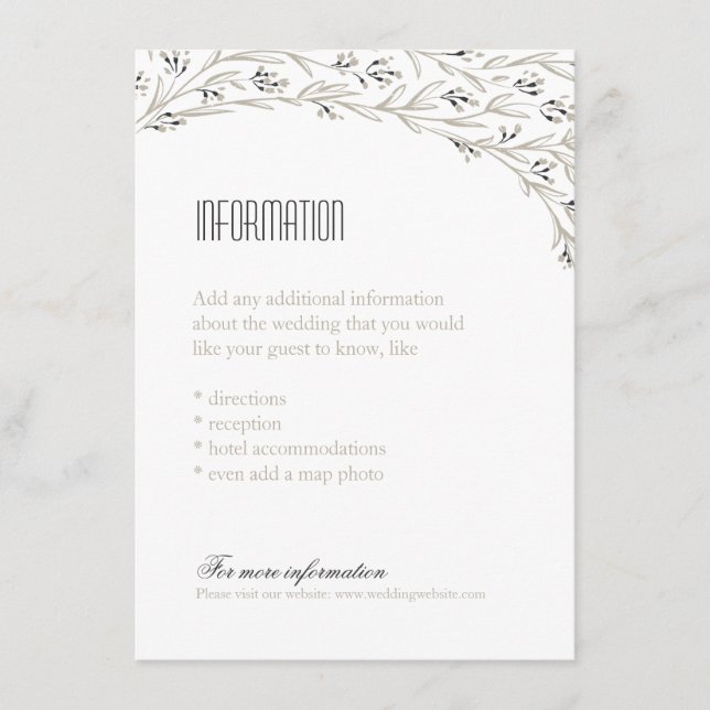 Carte d'information de mariage rustique sur tablea (Devant)